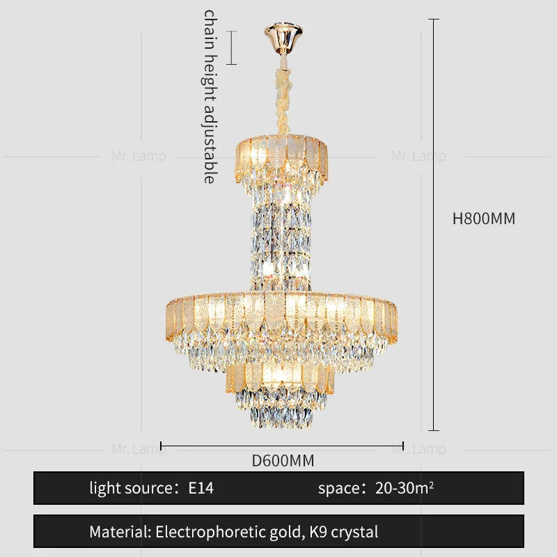 Crystal Chandelier: Postmodern Multi-layer Luxury for Living Room, Hotel Lobby, and Villa