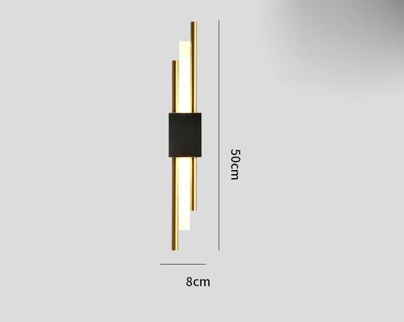 Gold Tube Wall Sconce Iron Acrylic Modern Bedroom Living Room Lamps