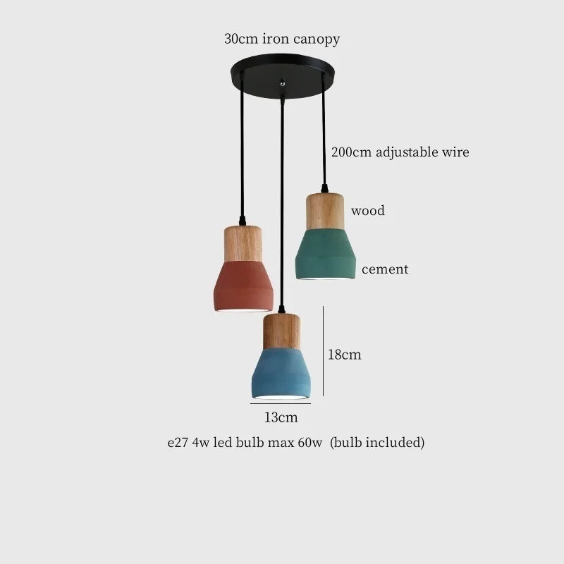 Cement LED Pendant Lamp Industrial Decor Bedroom Living Room Bar Cafe