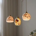 Afralia™ Conch Glass LED Pendant Light Fixture Tiffany Children Dining Room Hang Lamp