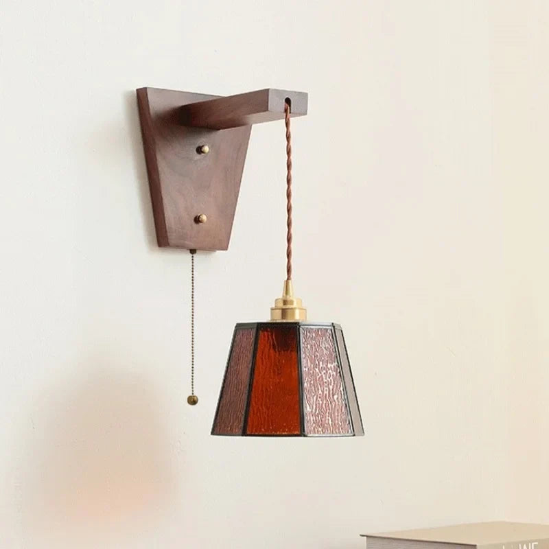 Nordic LED Glass Wall Lights for Bedroom, Living Room - Pull Chain Switch.