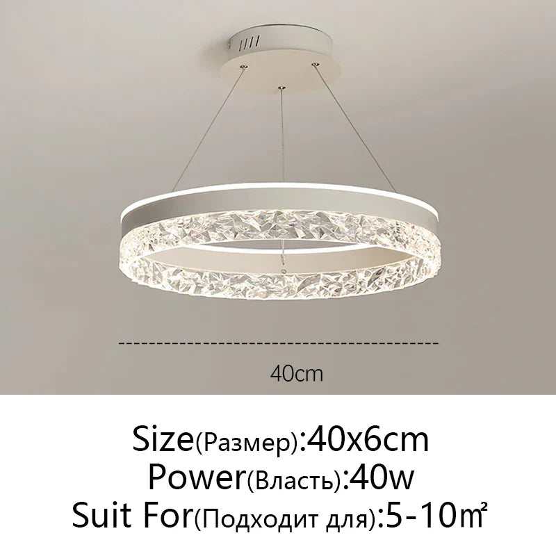 Crystal Rings LED Chandelier Black&White Frame