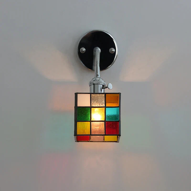 Modern Colorful Glass Wall Sconce with Pull Chain and Flexible Arm