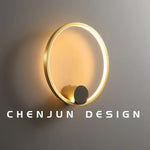 Copper Living Room LED Wall Lamp Light Luxury Modern Simple Circular Corridor TV Wall Bedroom