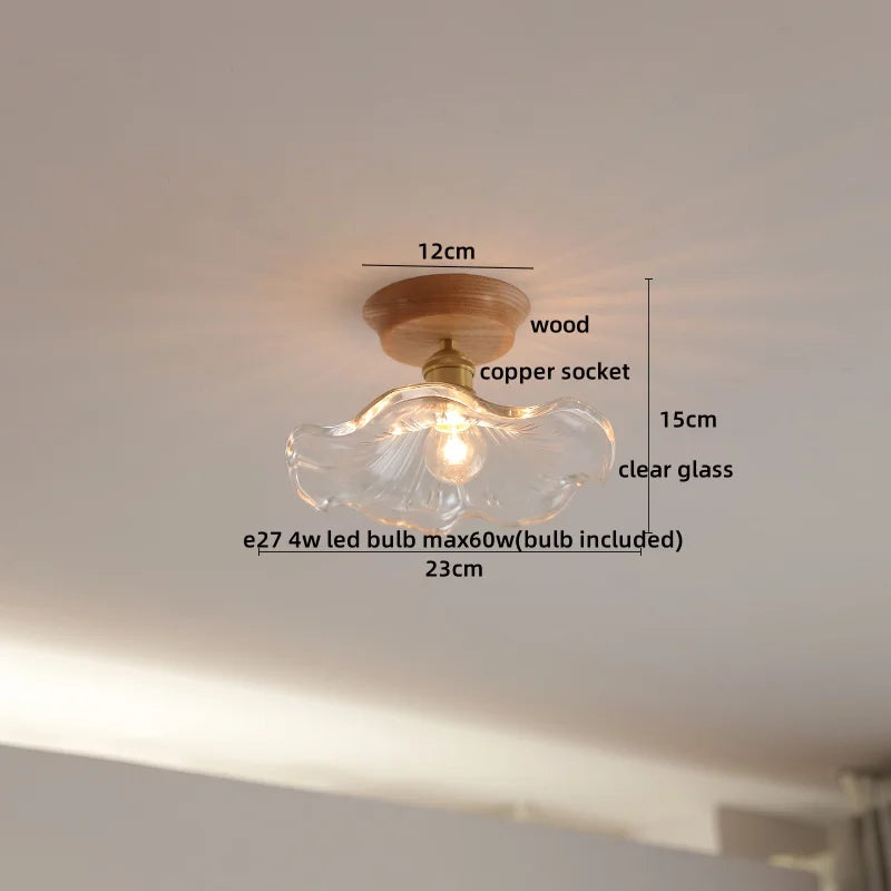 Wood Glass LED Ceiling Lamp Modern Plafondlamp for Home Restaurant Living Room