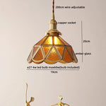Amber Glass LED Pendant Light - Nordic Modern Copper Suspension Luminaire for Home