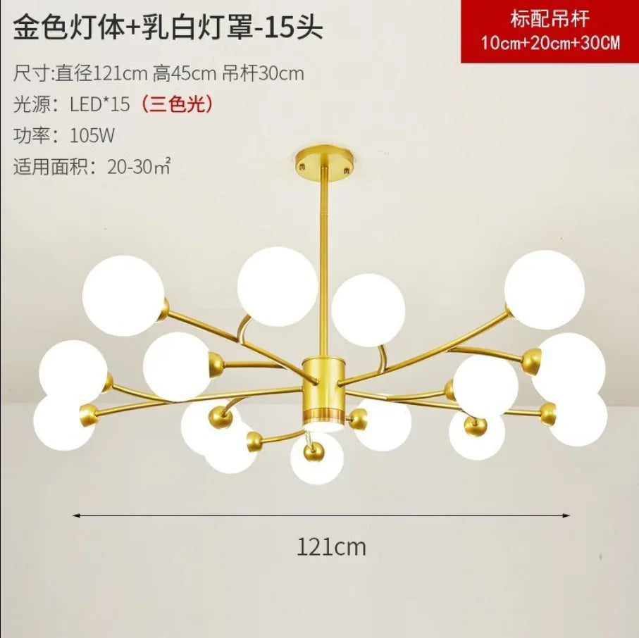 Nordic Glass Ball LED Ceiling Chandelier for Home Decor Fixture
