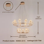 Sunflower Crystal Chandelier: Luxury Gold & Black LED Pendant Light