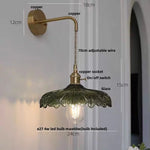 Amber Vintage LED Wall Light Glass Copper Pull Chain Switch Hallway Lamp