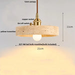 Yellow Travertine LED Pendant Light: Nordic Modern Hanging Lamp