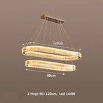 Crystal Chandelier Pendant Lights Dimmable LED Oval Lustre Hang Lamp