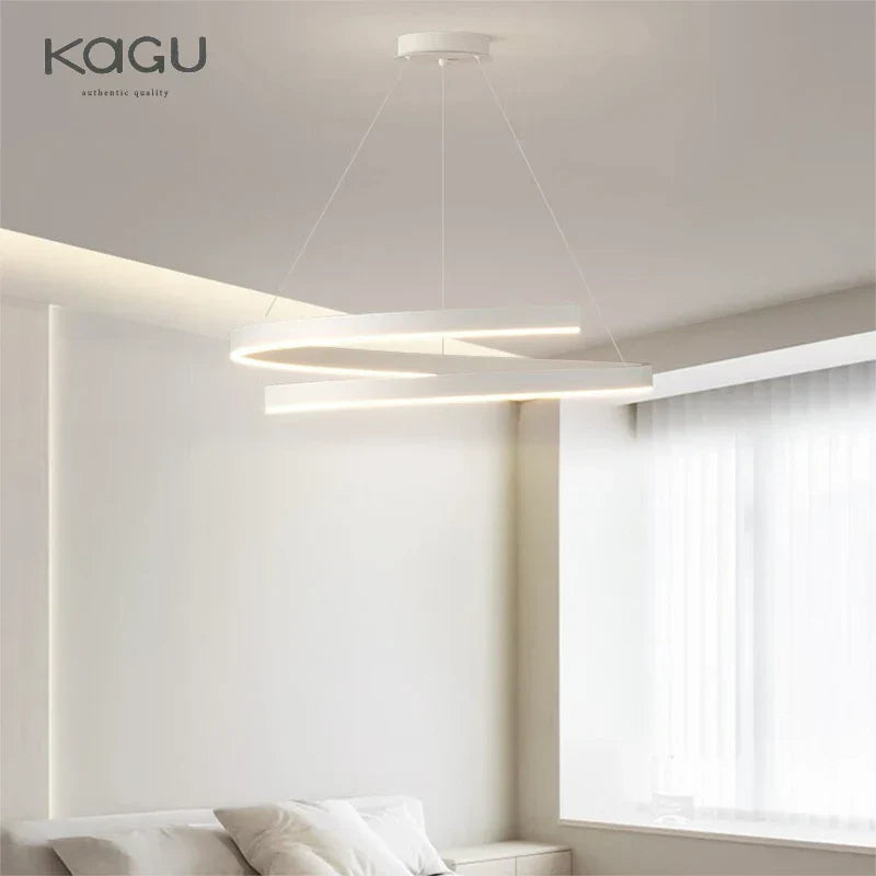 Round Spiral Chandelier in Black/White For Living Dining Kitchen Room Lighting Fixtures