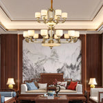 Zinc Alloy European Chandelier with Natural Jade Accent for Villa Living Room