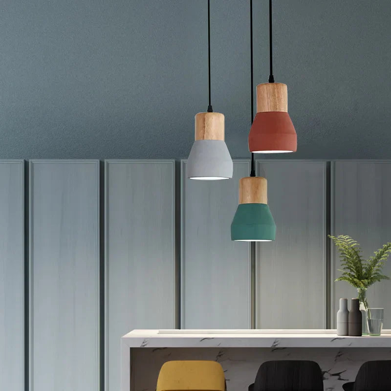 Cement LED Pendant Lamp Industrial Decor Bedroom Living Room Bar Cafe