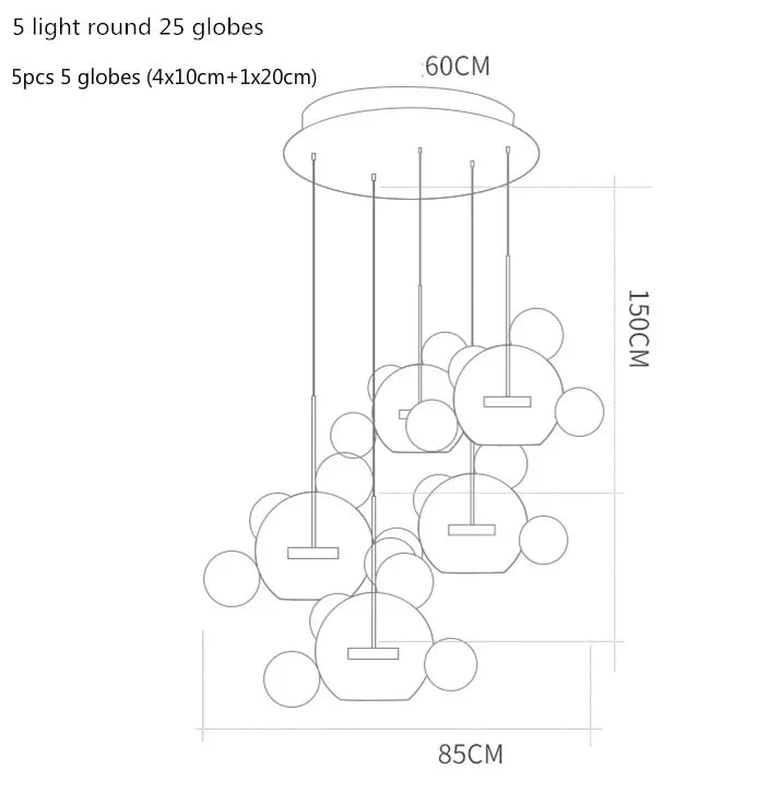 Milky Glass Globes LED Pendant Lights for Dining Room, Modern Luminarias LED Hanging Lamp