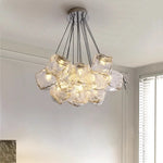 Iced Crystal Chandeliers: Nordic Milan LED Hanging Lights for Living Room