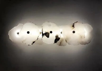 Ivory White Marble Copper LED Ceiling Light Luxury Modern Fixture