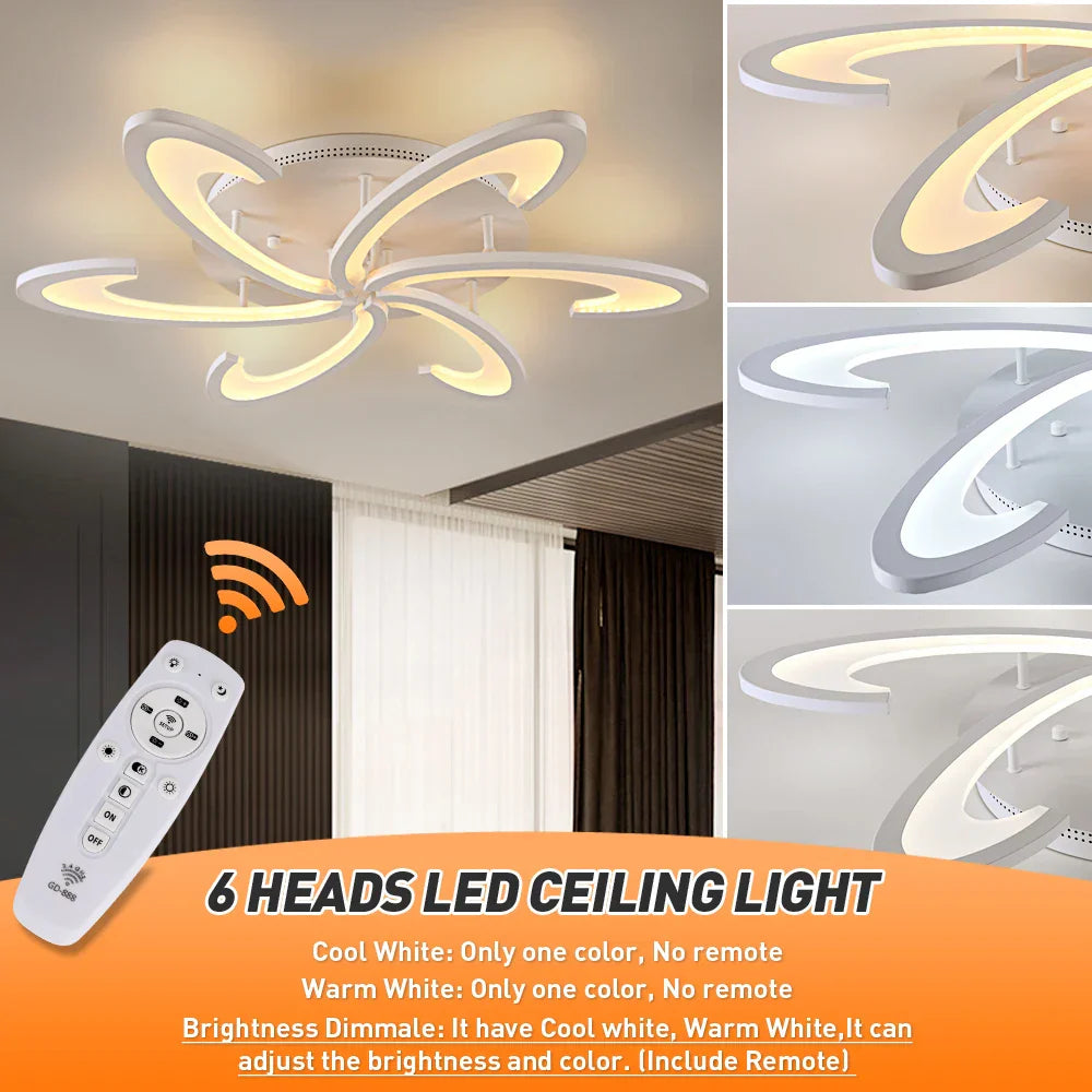 Flower Ceiling Lamp: Modern Chandelier Acrylic RC Dimming Pendant Light Fixture