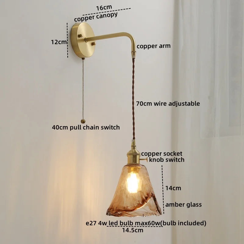 Gray Glass LED Wall Sconce Lamp for Home Decor, Bedroom, Living Room - Nordic Design