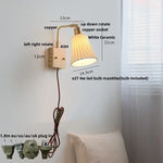 Glass Ceramic LED Wall Sconce, Rotatable Modern Walnut Wood Light