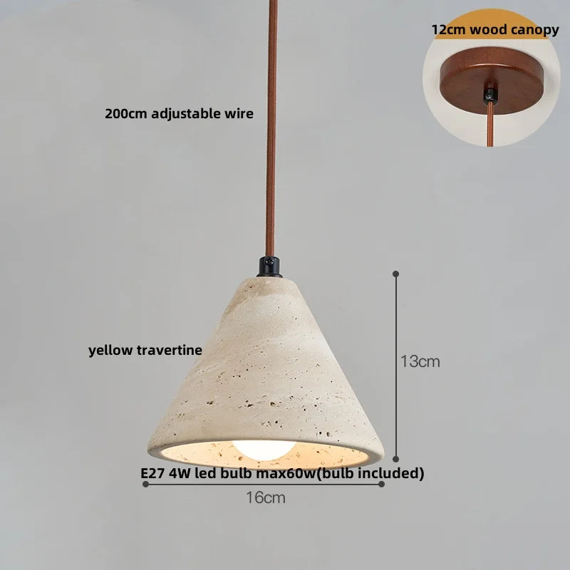 Yellow Travertine Stone LED Pendant Lamp for Kitchen, Living Room, Bedroom