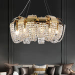Modern Gold Crystal Chandelier LED Light Fixture Luxury Living Room Decor