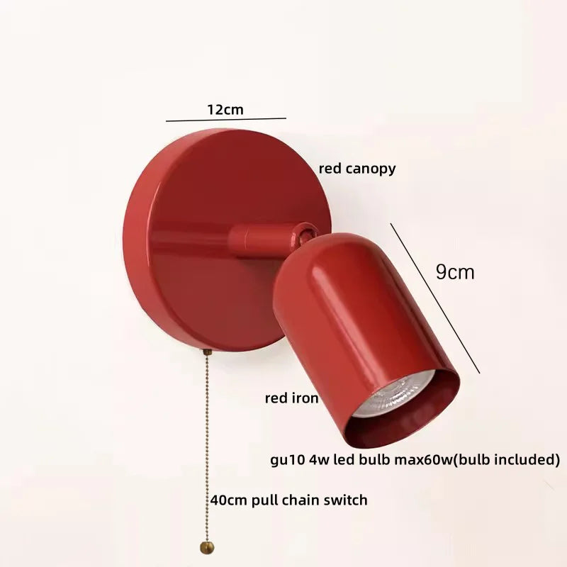 LED Wall Sconce Pull Chain Switch Cream Style Stair Light Fixture