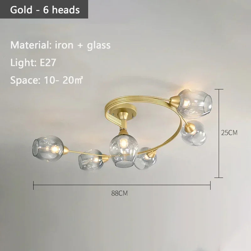 Nordic Glass Chandelier: Bedroom Dining Room Pendant Light Luminaires