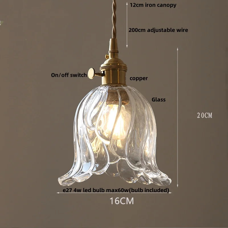 Amber Glass LED Pendant Light Fixture Modern Home Lighting Plafond Lamp