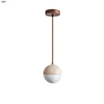 Yellow Travertine LED Pendant Light - Modern Nordic Style Dining Room Fixture.