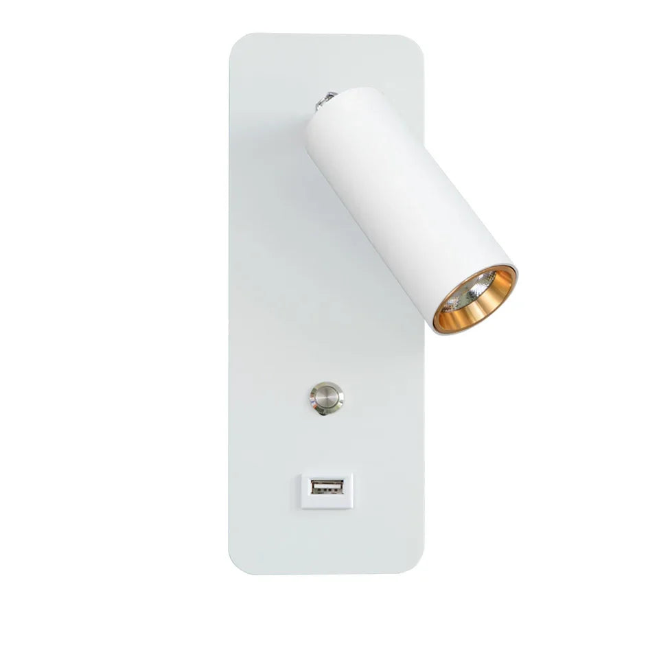 LED Wall Lights with Switch and USB Interface, Modern Wall Sconce Lighting