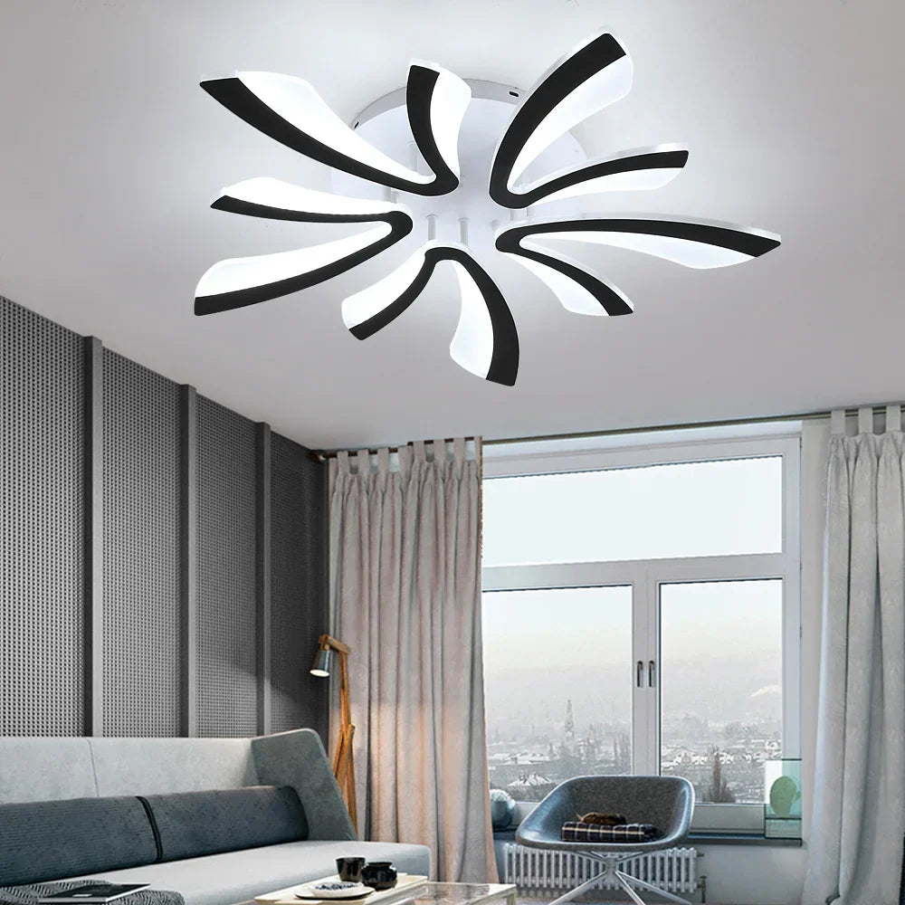 Modern Acrylic LED Chandelier Ceiling Light Fixture with RC Dimming – Indoor Plafon Lamp