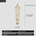 Elegant Crystal Hollow Long Chandelier for Duplex Living Room and Stairwell
