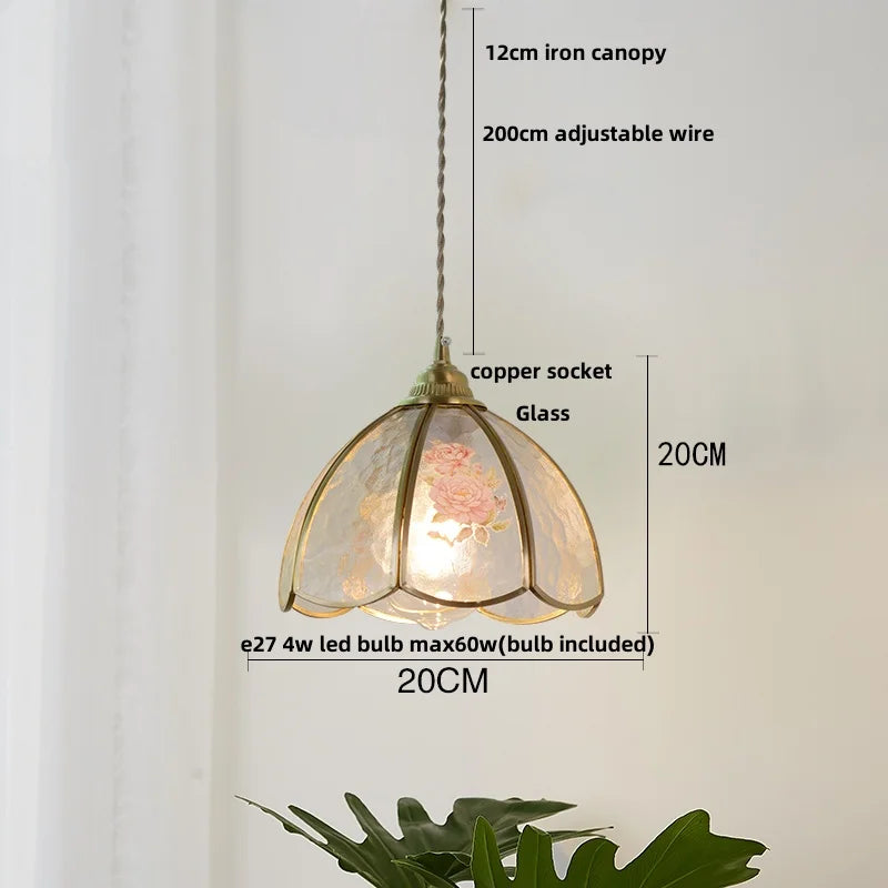 Afralia™ Tiffany Glass LED Pendant Walnut Wood Dining Room Light
