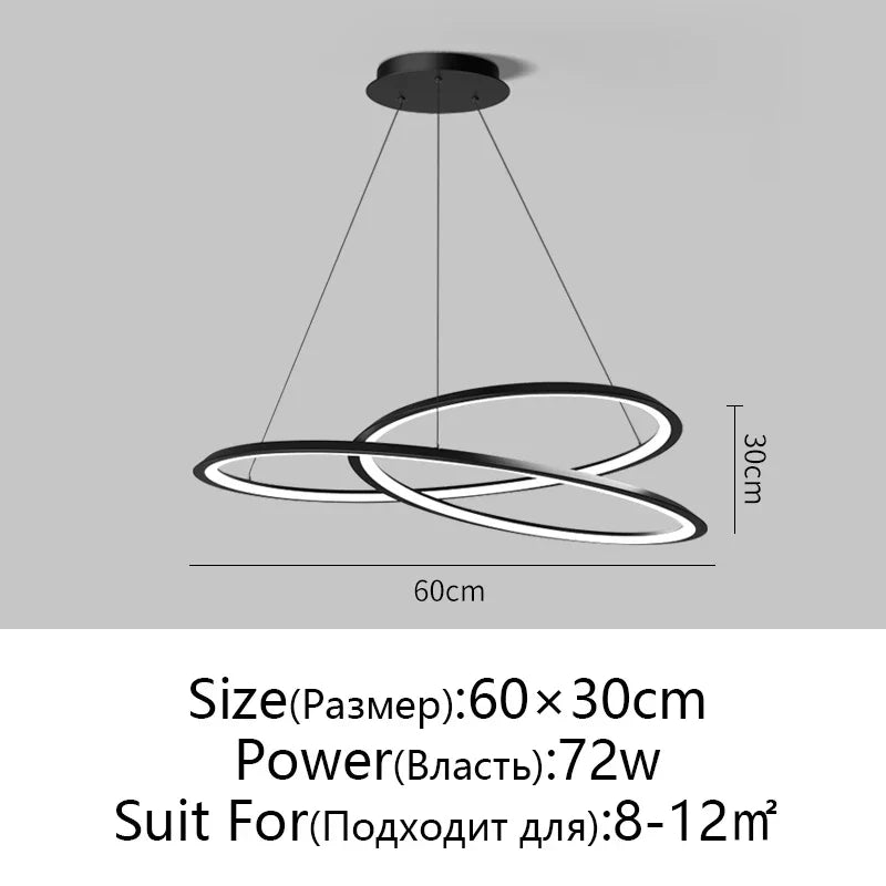 Circular Black/White Chandelier for Living, Dining, and Kitchen Room