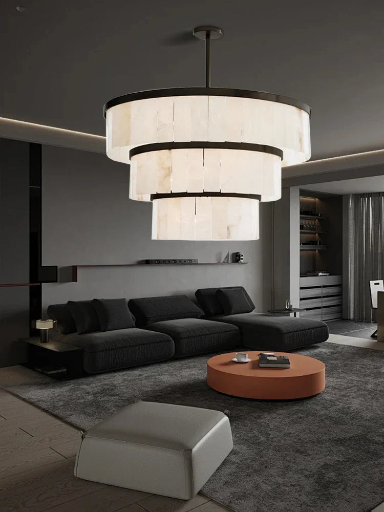 Round Marble Chandelier Ceiling Light Fixture for Kitchen Dining Room