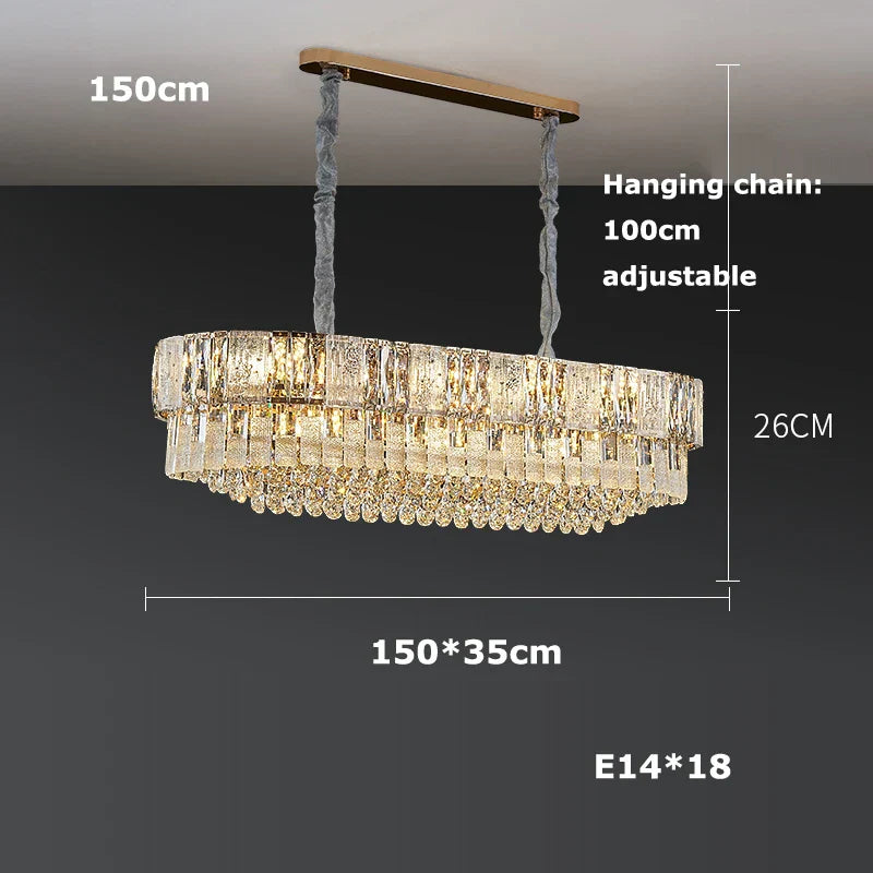 Silver Gold Chandelier Lighting Suspension Elegant Luminaire for Dinning Room