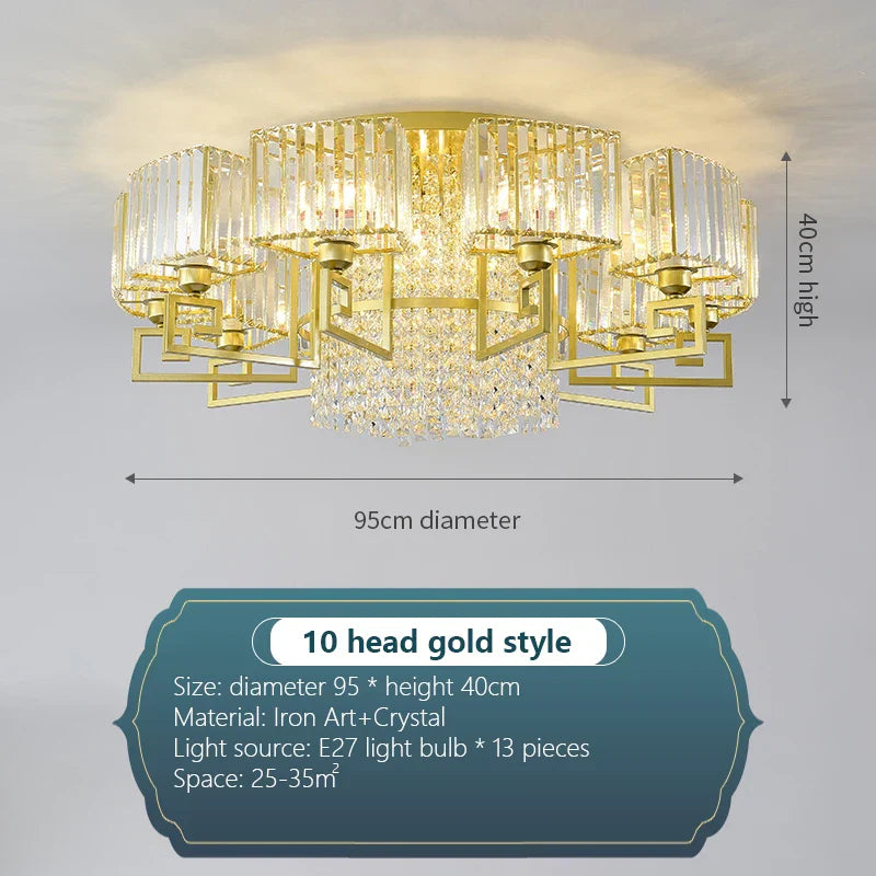 Luxury Crystal Ceiling Light for Living Room, Bedroom, Dining - Modern and Simple