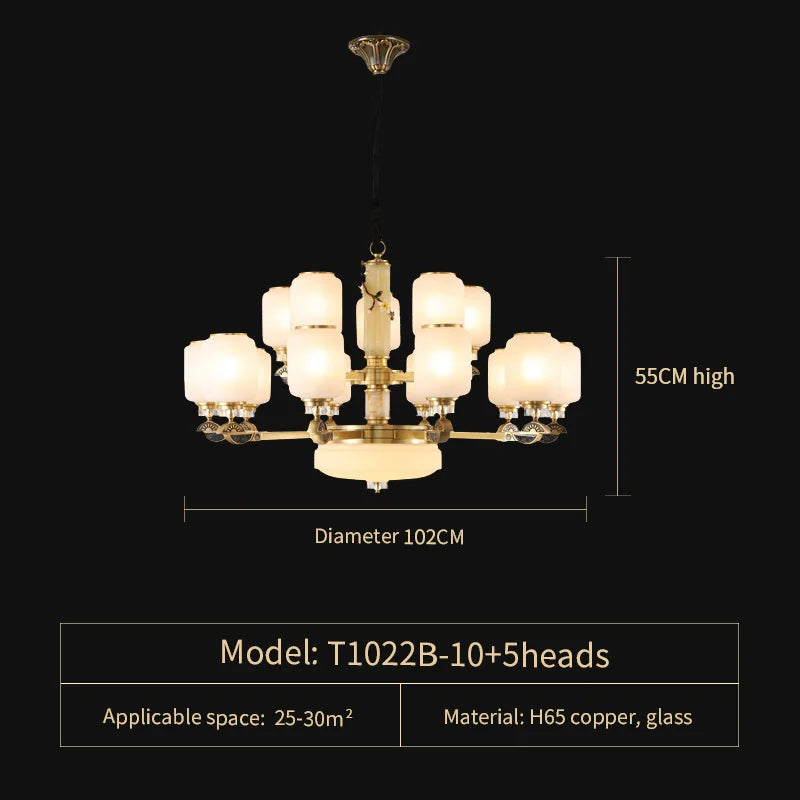 Luxe Jade Chandelier for Living Room, Villa, and Duplex Hall