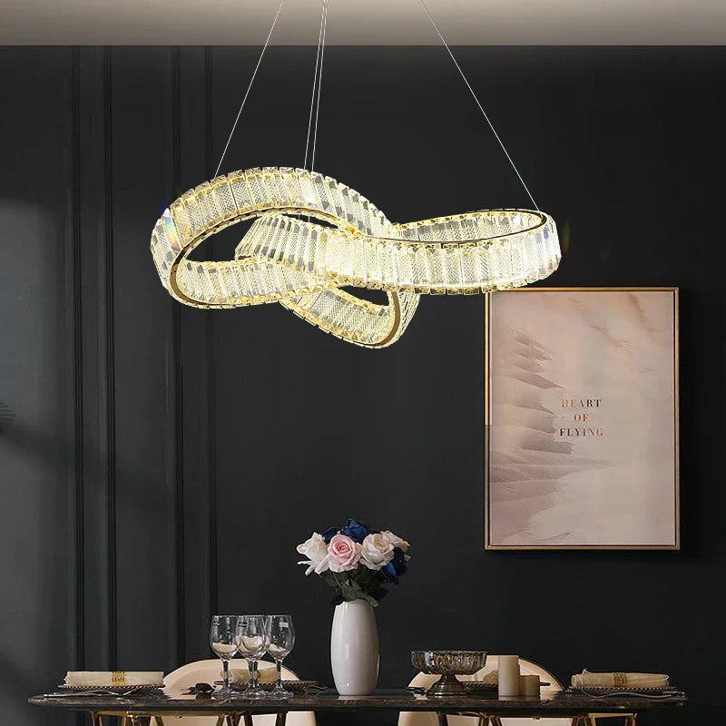 Rotating Crystal Chandelier: Modern Hong Kong-Style Designer Lamp for Living Room
