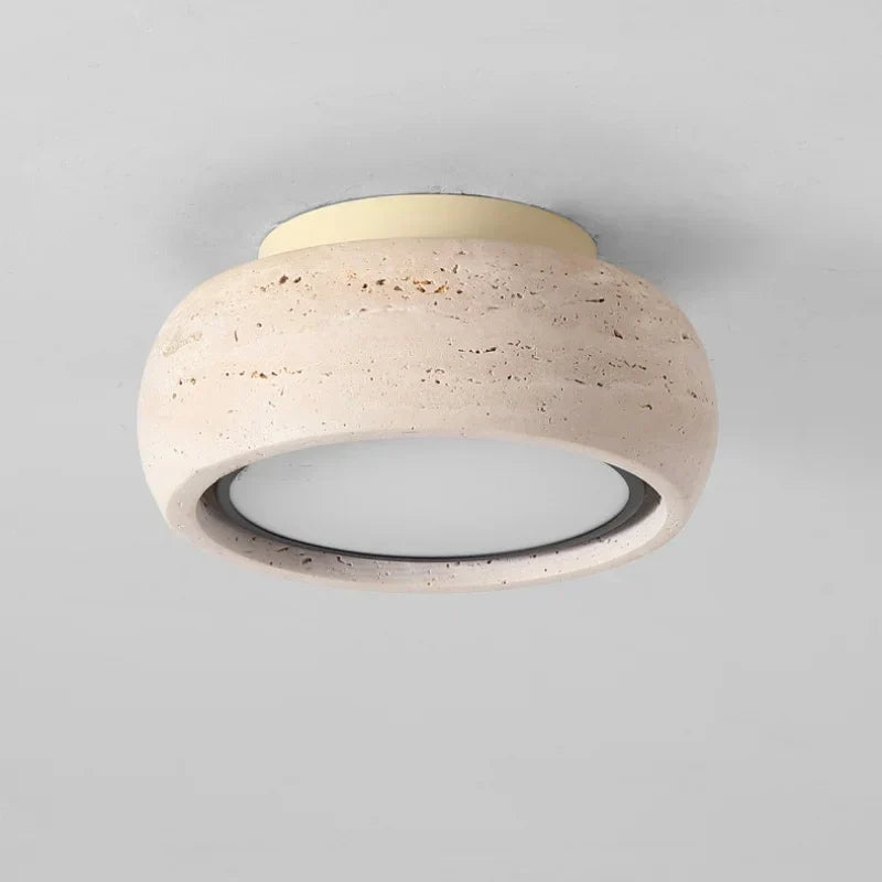 LED Yellow Travertine Flush Mount Ceiling Light Fixtures