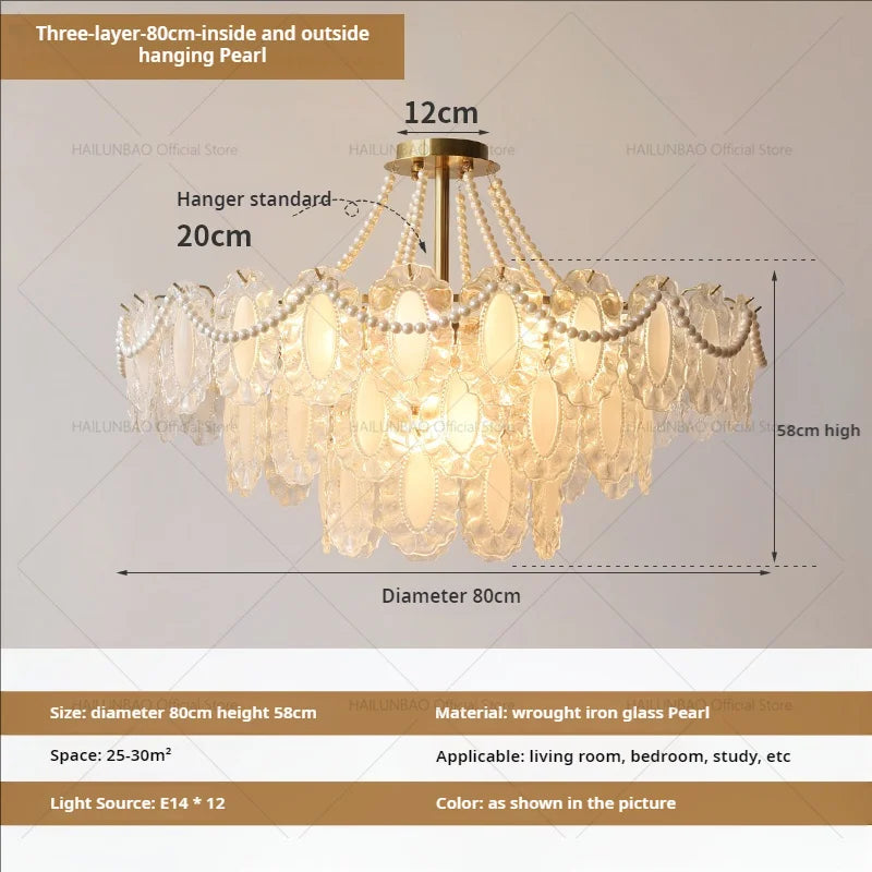 Cream Wind Crystal Chandelier - Elegant French Design for Luxury Living Spaces