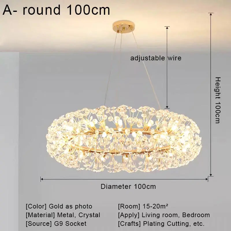Crystal LED Ceiling Pendant Chandelier for Home Decoration and Lighting