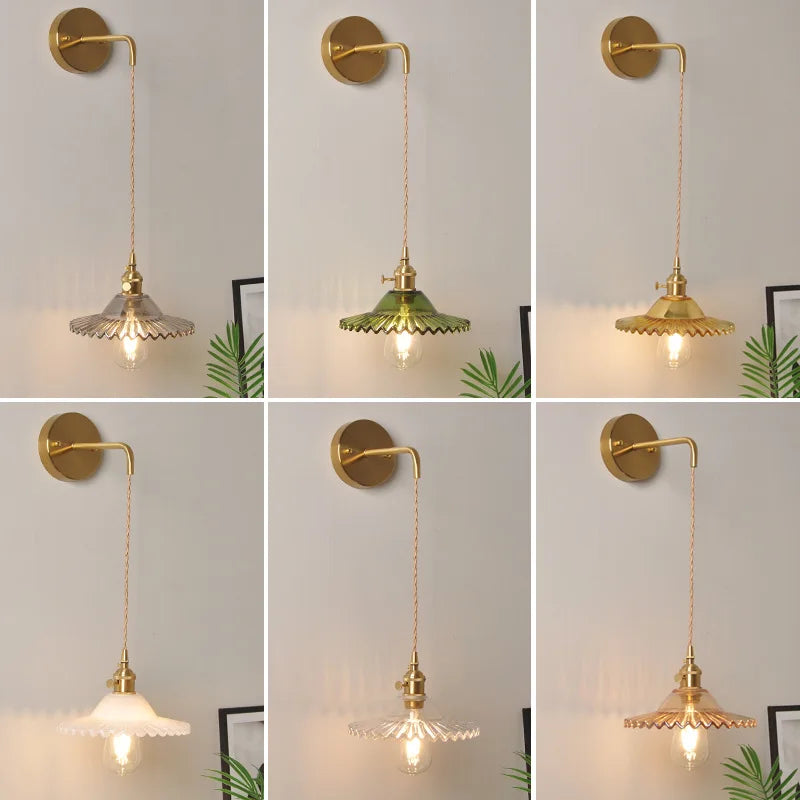 White Glass LED Wall Lamp with Pull Chain Switch - Modern Nordic Design