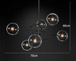 Black Gold Glass LED Chandelier for Living Room Bedroom Restaurant