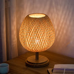 Handcrafted Bamboo Table Lamp with Wood Rattan Lampshade