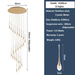 LED Crystal Chandelier: Modern Living Room Gold/Silver/Black Ceiling Light