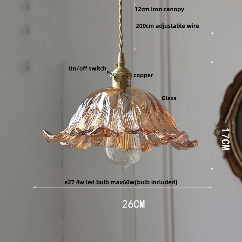 Yellow Glass Wire LED Pendant Light Modern Home Decor Nordic Hanging Lamp