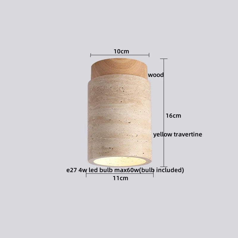 Yellow Travertine Stone LED Ceiling Light for Modern Nordic Ambiance