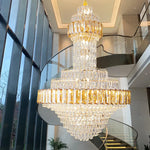 Round Villa Crystal Chandelier Modern Luxury Staircase Light Atmospheric Foyer Dining Room